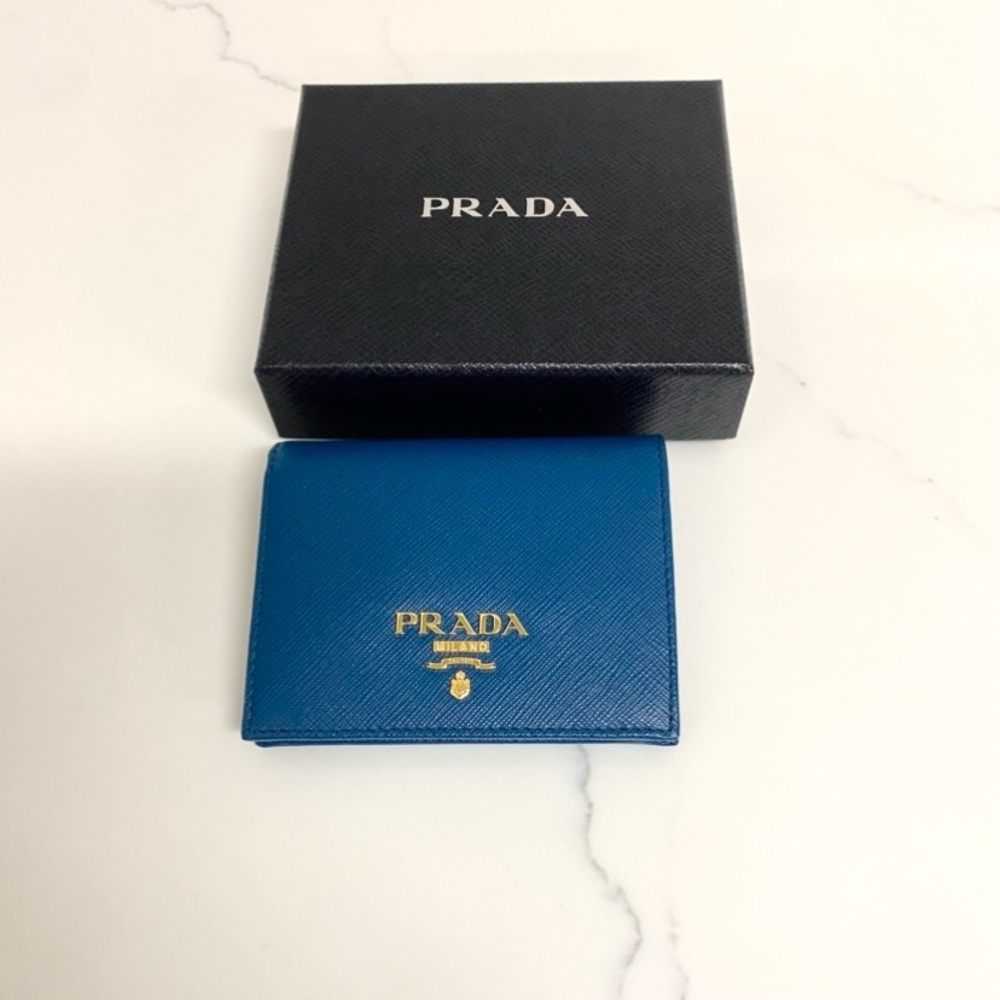 Prada Saffiano Metal Oceano Small Leather Wallet